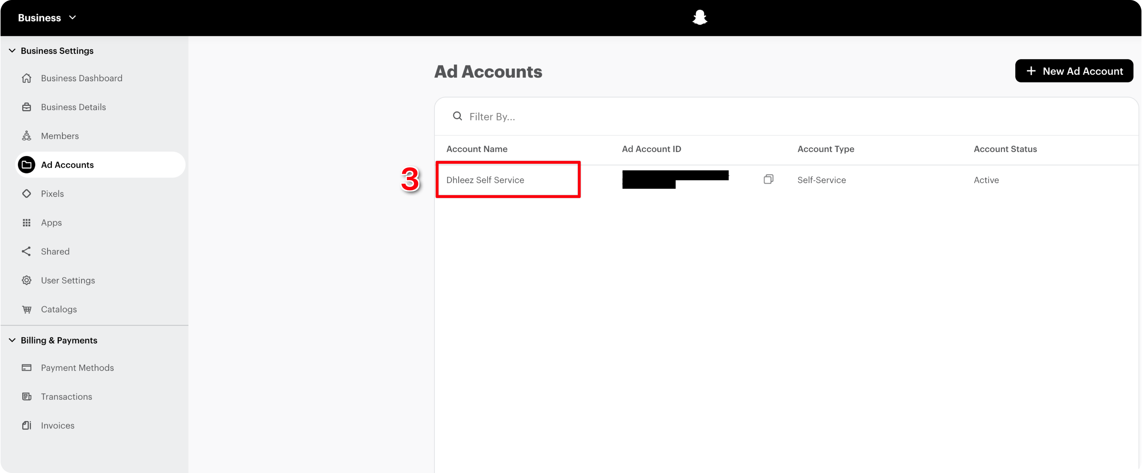 Select ad account
